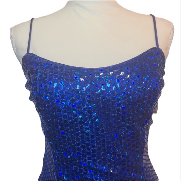 Vintage L.A. GLO 💙 NWT- Blue Sequin Mini Dress - Picture 6 of 13
